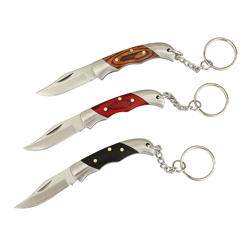 Everyday Carry (Edc) Knife - Tragbares Edelstahl-Mini-Klappmesser, Farbiger Holzgriff Schlüsselanhänger, Langlebiges
