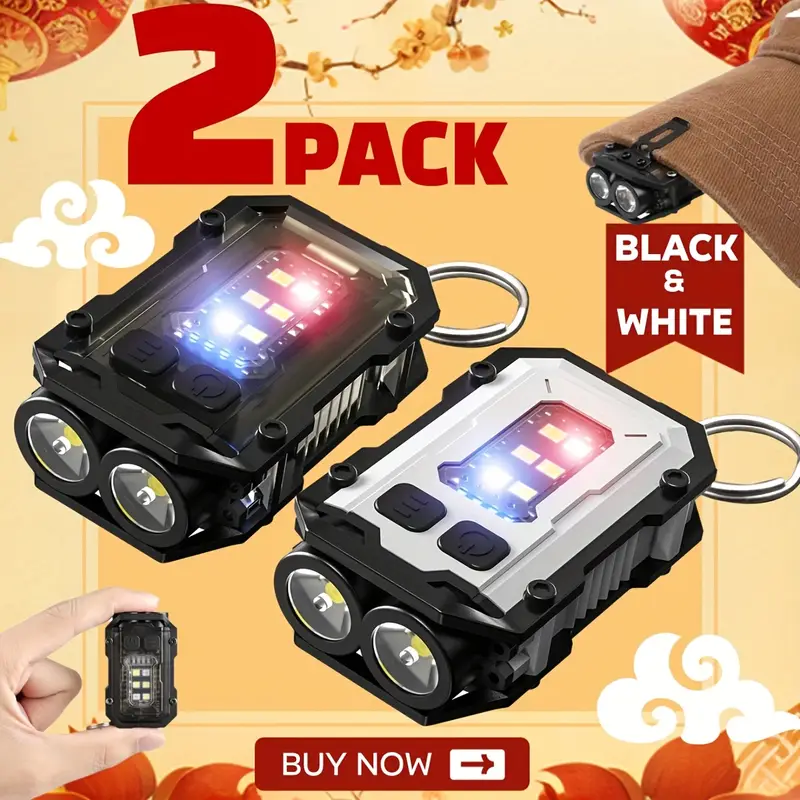 Keychain Flashlight - Clip-On-Taschenlampe, wiederaufladbar, Mini-EDC-Schlüsselanhänger-Taschenlampe, kompaktes Taschen-COB-Blitzlicht für