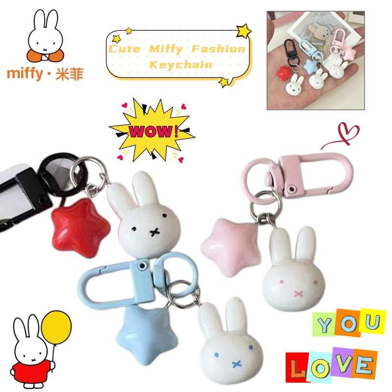 Carabiner Keychain - Kawaii Miffy Schlüsselanhänger Niedlicher Hase Pentagramm