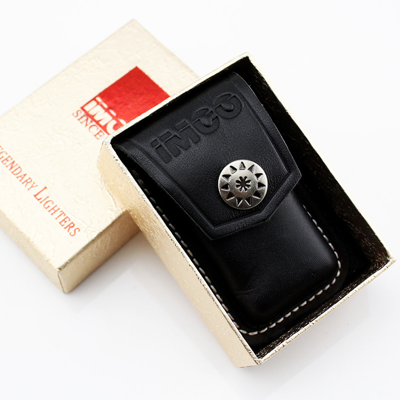 Lighter Insert Zippo - Klassische schwarze Cgarette-Feuerzeugbox aus echtem Leder